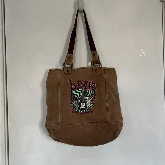 Levi's Handbags - Levi's Brown Tote Bag with Embroidered Design